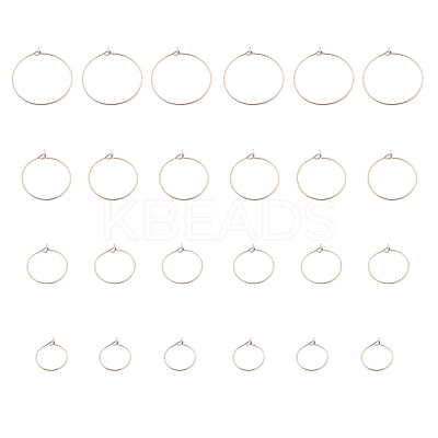 24Pcs 4 Size 316L Surgical Stainless Steel Hoop Earring Findings STAS-ZZ0001-03RG-1