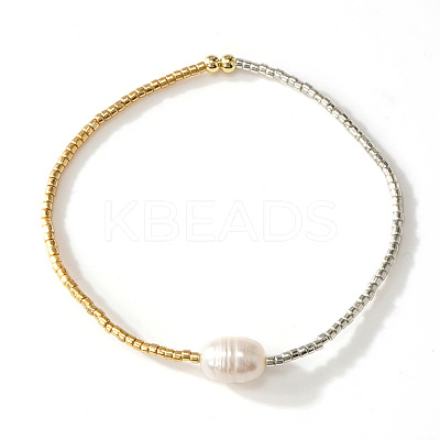 Imitation Pearl & Glass Seed Bead Stretch Bracelets for Women NJ9716-1-1