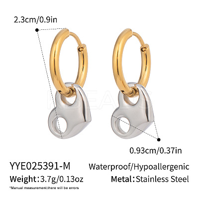 Stainless Steel Two Tone Heart Hoop Earrings YC0014-2-1