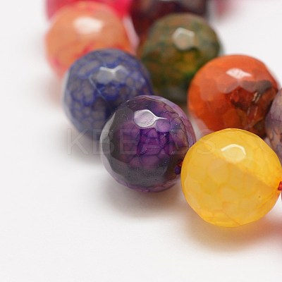 Faceted Natural Dragon Veins Fire Crackle Agate Beads Strands G-F447-10mm-F01-1