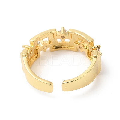 Clear Cubic Zirconia Rectangle Open Cuff Rings RJEW-L106-010G-1