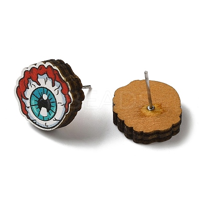 Wood Stud Earrings EJEW-Z054-02A-1