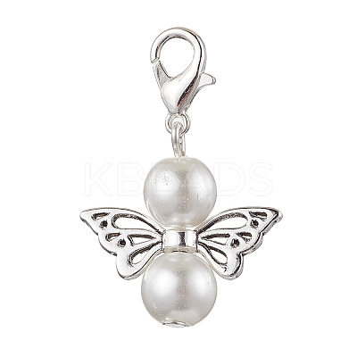 Angel Glass Pearl Pendant Decorations HJEW-JM02365-1