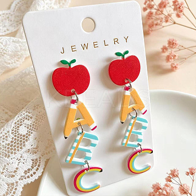 Teachers' Day Printed Acrylic Stud Dangle Earrings WG18C88-01-1