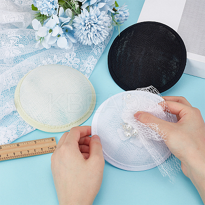 3Pcs 3 ColorsPolyester Round Fascinator Hat Base for Millinery AJEW-FG0002-77-1