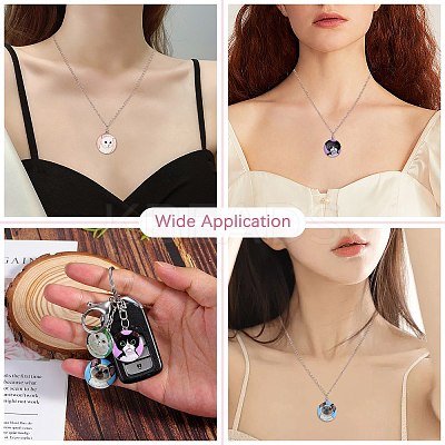 18Pcs 6 Style Printed Alloy Pendants ENAM-SZ0004-08-1