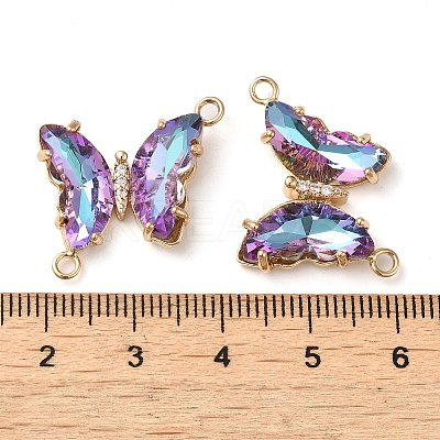 Brass Pave Faceted Glass Connector Charms X-FIND-Z020-04G-1
