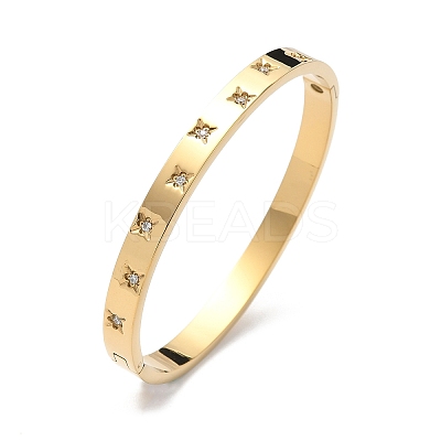 304 Stainless Steel Cubic Zirconia Himged Bangles for Women BJEW-F506-01G-1