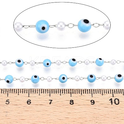 Handmade Lampwork&Imitation Pearl Beads Chains CHS-T006-16P-1