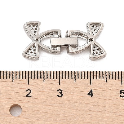 Brass Micro Pave Clear Cubic Zirconia Fold Over Clasps KK-C075-04P-1