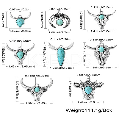 16Pcs 8 Styles Synthetic Turquoise Pendants FIND-CJ0002-39-1