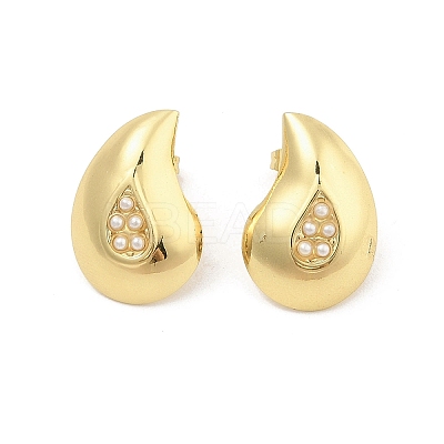 Teardrop PVD Vacuum Plating 304 Stainless Steel Stud Earrings for Women EJEW-C120-10G-1