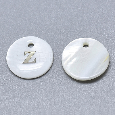Natural White Shell Mother of Pearl Shell Charms SSHEL-N036-053Z-1