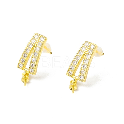 Brass Stud Earrings Findings EJEW-H086-08G-1