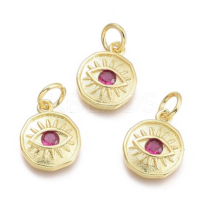 Brass Micro Pave Cubic Zirconia Pendants KK-P187-17G-G-1