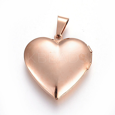 304 Stainless Steel Locket Pendants STAS-O116-04G-RG-1