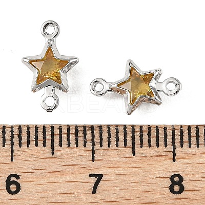 SHEGRACE Brass Pave Cubic Zirconia Star Connector Charms XGRQ2O701-441C-P-1