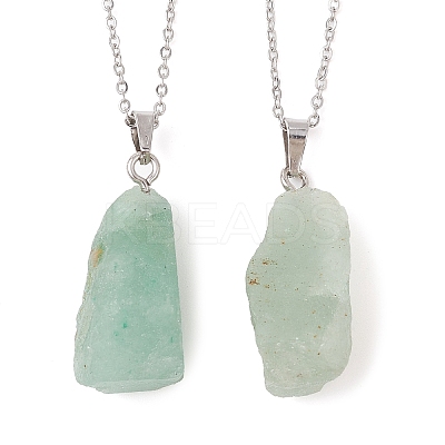 Natural Green Aventurine Nugget Pendant Necklaces NJEW-JN04507-03-1