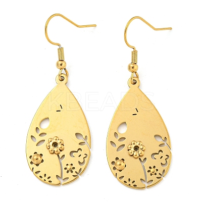 Ion Plating(IP) 304 Stainless Steel Dangle Earrings for Women X-EJEW-E304-01G-1