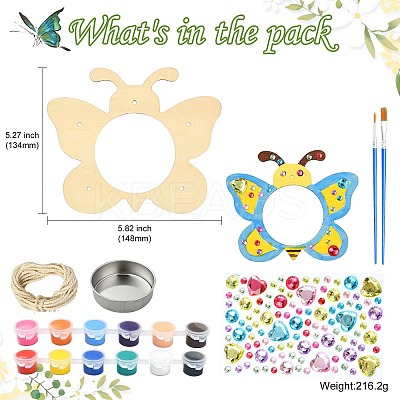 DIY Unfinished Wood Butterfly Shape Pet Feeder Kits for Children's Crafts ST-CJ0009-3-1