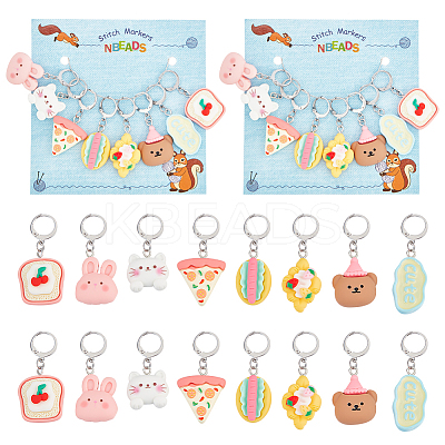 Opaque Resin Pendant Stitch Markers HJEW-AB00293-1
