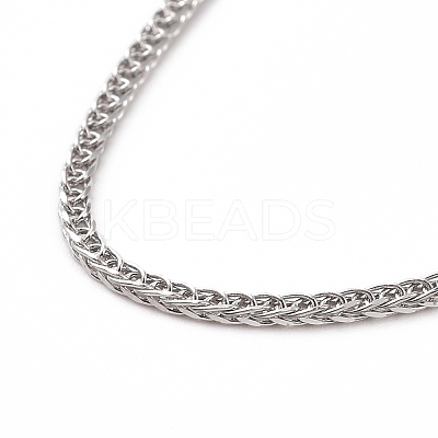 Anti-Tarnish Rhodium Plated 925 Sterling Silver Wheat Chains Necklace for Women STER-I021-02B-P-1