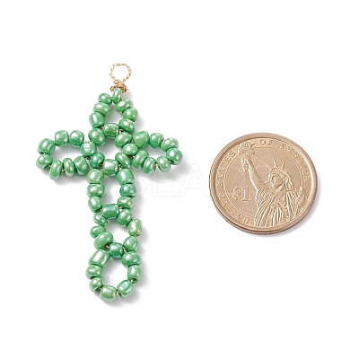 Glass Seed Beaded Big Pendants PALLOY-JF01824-1