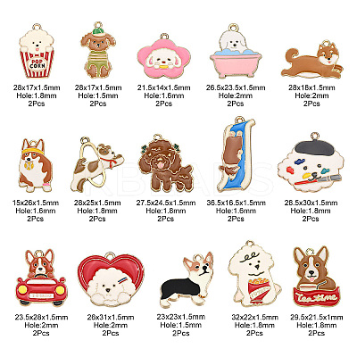 30Pcs 15 Styles Alloy Enamel Pendants ENAM-CJ0002-75-1