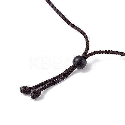 Natural Tiger Eye Ring Pendant Necklace with Nylon Cord for Women NJEW-F306-02E-1