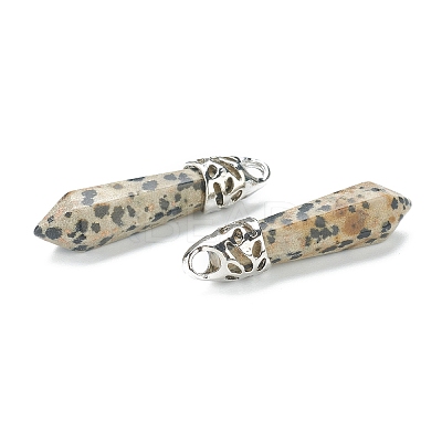 Bullet Natural Dalmatian Jasper Pointed Pendants LS-G-E332-C34-1