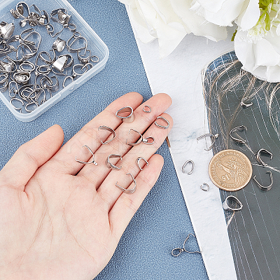 90Pcs 9 Style 304 Stainless Steel Pendant Pinch Bails STAS-UN0027-17-1