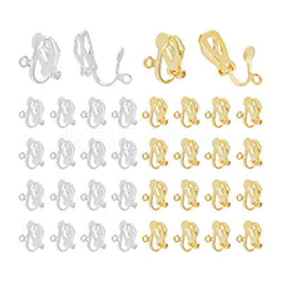 40Pcs 2 Colors Brass Clip-on Earring Findings KK-PH0010-11-1