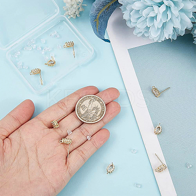 10Pcs Brass Clear Cubic Zirconia Stud Earring Findings KK-BC0008-76-1