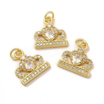 Rack Plating Brass & Cubic Zirconia Charms KK-G459-06G-1