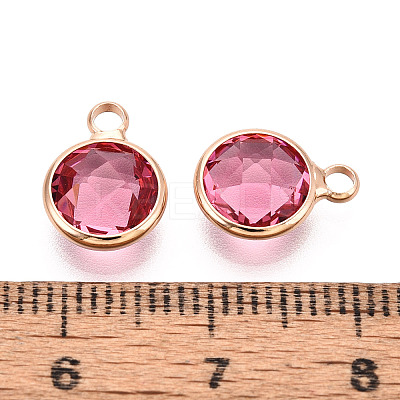 Golden Tone Brass Glass Charms X-GLAA-ZX008-24J-G-1