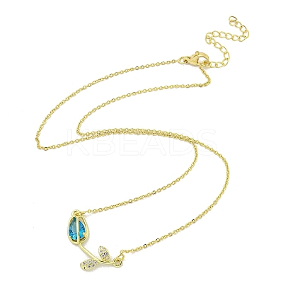 Brass Micro Pave Clear Cubic Zirconia Pendant Necklaces NJEW-Z032-01D-1