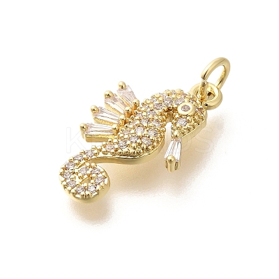 Rack Plating Brass Micro Pave Cubic Zirconia Pendants KK-M296-10G-1