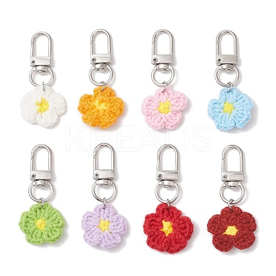 8Pcs Flower Handmade Cotton Knitting Pendant Decorations HJEW-JM03698-02-1