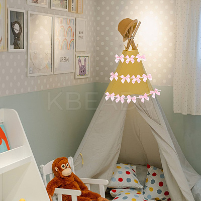 2Pcs Cloth Bowknot Hanging Banner for Christmas Tree Decoration AJEW-SP0002-82D-1