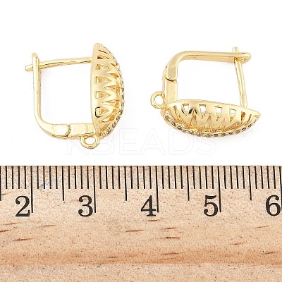 Brass Micro Pave Clear Cubic Zirconia Teardrop Hoop Earring Findings KK-G536-04G-1