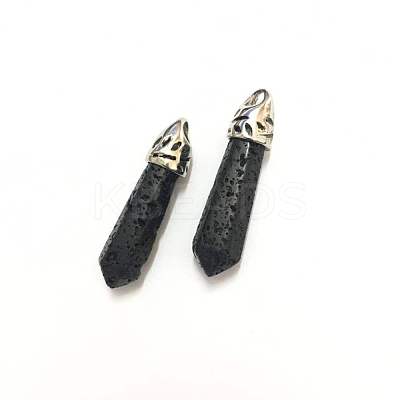 Bullet Natural Lava Rock Pointed Pendants X-G-E332-C26-1