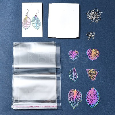 DIY Leaf 201 Stainless Steel Etched Metal Embellishments Dangle Earring Jewelry Making Kits DIY-FS0007-45-1