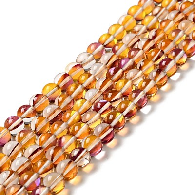 Electroplated Synthetic Moonstone Beads Strands G-F143-A01-M-1