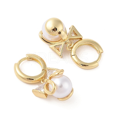 Rack Plating Brass Micro Pave Clear Cubic Zirconia Leverback Earrings for Women EJEW-G394-41G-1