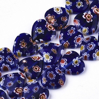 Handmade Millefiori Lampwork Beads Strands LAMP-N023-001D-1