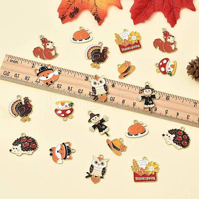 20Pcs 10 Styles Thanksgiving Theme Alloy Enamel Pendants FIND-FS0004-84-1