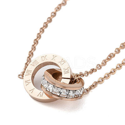 Roman Numerals Stainless Steel Link Bracelets LS-BJEW-L689-01RG-1