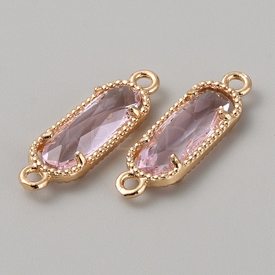 Golden Plated Brass Pave Glass Connector Charms FIND-WH0110-728G-06-1