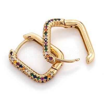 Brass Micro Pave Cubic Zirconia Huggie Hoop Earrings EJEW-P187-O01-1