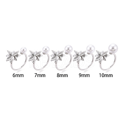 Flower Brass Micro Pave Clear Cubic Zirconia Cuff Ring Settings KK-T076-68P-1